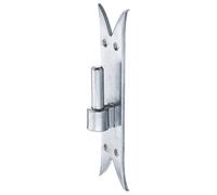 Alberts 864026 Abrazadera sobre placa, gancho DI, cola carpa final, galvanizado azul, encaje Ø14 mm, placa 205 x 54 mm, Juego de 10