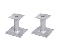 Alberts Juego de 2 soportes para postes, para atornillar, galvanizado en caliente, 150 x 150 mm, longitud del tubo 150 mm