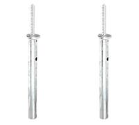 Alberts Juego de 2 soportes para postes para fijación de madera oculta, con anclaje de hormigón de tubo redondo o para atornillar, galvanizado en caliente, longitud del tornillo 140 mm, altura total