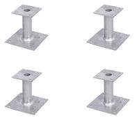 Alberts Juego de 4 soportes para postes, para atornillar, galvanizado en caliente, 150 x 150 mm, longitud del tubo 150 mm