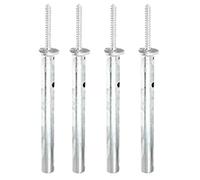 Alberts Juego de 4 soportes para postes para fijación de madera oculta, con anclaje de hormigón de tubo redondo o para atornillar, galvanizado en caliente, longitud del tornillo 140 mm, altura total