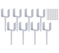 Alberts Juego de 8 soportes en U | con anclaje de hormigón de acero estriado | galvanizado en caliente | ancho 91 mm | incluye 50 tornillos