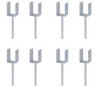 Alberts Juego de 8 soportes en U | con anclaje de hormigón de acero estriado | galvanizado en caliente | ancho de luz 71 mm | longitud del anclaje de hormigón 200 mm