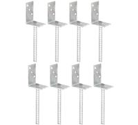 Alberts Juego de 8 soportes para postes en L | con anclaje de hormigón de acero estriado | galvanizado en caliente | Ancho 80 mm | Longitud del acero estriado 200 mm
