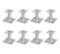 Alberts Juego de 8 soportes para postes, para atornillar, galvanizado en caliente, 150 x 150 mm, longitud del tubo 150 mm