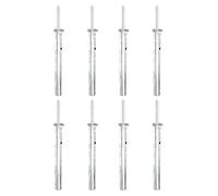 Alberts Juego de 8 soportes para postes para fijación de madera oculta, con anclaje de hormigón de tubo redondo o para atornillar, galvanizado en caliente, longitud del tornillo 140 mm, altura total