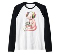 Albino Axolotl Gamer Videojuegos Kawaii Niños Niñas Niños Camiseta Manga Raglan