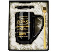 ALBISS Taza de Mejor Jefe - Regalo Divertido para Hombres y Mujeres - Navidad, Agradecimiento Secreto, Papá Noel, Gerente, Líder, Cumpleaños, Despedida
