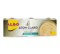 Albo Atún Claro en Aceite de Oliva, Bajo en Sal, 3 x 92g