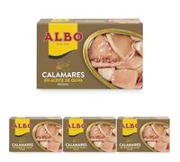 ALBO - Calamares Trozos en aceite de oliva, litografiado, f. a. OL-120 (Paquete de 4)