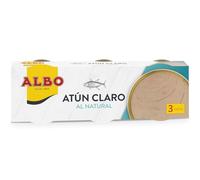 Albo Conserva de Atún Claro al Natural, Pack 3 Latas x 70 g