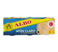 Albo Conserva de Atún Claro en Aceite de Girasol, Pack 3 Latas x 92 g