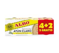 Albo Conserva de Atún Claro en Aceite de Oliva, Pack 4 + 2 Latas x 65 g