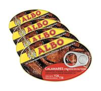 Albo Conserva de Calamares en su Tinta en Trozos, Lata 120 g (Paquete de 4)