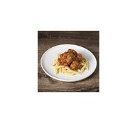 Albóndigas en salsa de tomate y pasta