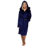 Albornoces ligeros para mujer: Albornoz de felpa suave y esponjosa para mujer, bata de baño con capucha, camisones de manga larga, color liso, abrigos súper suaves y cálidos, azul, 4XL