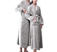 Albornoces para parejas Sauna: Albornoz para mujer mullido con capucha, bata de algodón de rizo con capucha, albornoz largo para sauna, regalos de boda para novios, GY2., L