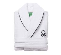 UNITED COLORS OF BENETTON. Albornoz Unisex hombre o mujer 360gsm 100% algodón, Blanco