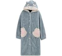 Albornoz Camisón Ropa De Dormir Albornoz De Mujer Bata De Franela Mantener Caliente Vestido De Noche Alargado De Invierno Para Mujer Abrigo De Manga Larga,A,XL