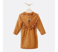 Albornoz con capucha Edgard de rizo orgánico 400 g/m2. Talla 102 cm (4 años). Color camel