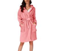 Albornoz corto de algodón para mujer, bata de baño con capucha y forro polar suave, ropa de descanso, bata ligera, conjunto de pijama sexy a juego de invierno con capucha para el hogar, bata de felpa,