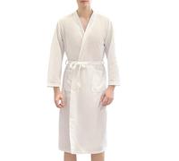 Albornoz de gofre para hombre, de secado rápido, ligero, kimono, suave, para hotel, spa, cómodo, cambiador, acogedor, delgado, para el hogar, viajes, albornoces, blanco, XL