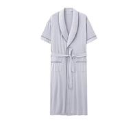 Albornoz de Verano Modal Manga Corta de los Hombres Albornoz de los Hombres Delgado Albornoz de la mañana Albornoz Ligero con Bolsillos Corbatas extraíbles,2902,4XL