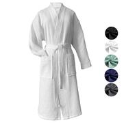 Albornoz heimtexland ® de viaje de piqué de algodón 100% Oekotex, ligero y de secado rápido, apto para pieles sensibles, para mujer y hombre, tipo 881, Blanco, 3XL