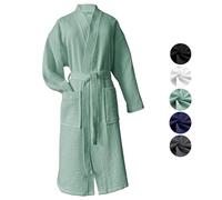 Albornoz heimtexland ® de viaje de piqué de algodón 100% Oekotex, ligero y de secado rápido, apto para pieles sensibles, para mujer y hombre, tipo 881, verde menta, M