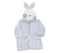 Albornoz infantil con capucha de orejitas de conejo color gris para bebés de 3 a 9 meses 90% algodón rizo 10% poliéster medidas 63x33 cm transpirable absorbente extra suave fácil secado y lavado