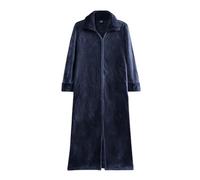 Albornoz para hombre, suave, con cremallera, bata de invierno engrosada, cálida, larga, albornoz holgado, cómodo pijama de rizo, poncho de baño de manga larga