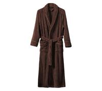 Albornoz para sauna de algodón para hombre: albornoz para hombre de rizo sin capucha, largo frente abierto, ropa de dormir con cuello en V, traje de ocio monocolor, bata de franela de forro polar