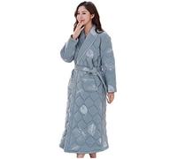 Albornoz Pijamas Mujer Invierno Engrosado Largo Tejido Algodón Otoño E Invierno Ropa Cálida Para El Hogar Camisón,Rosa,L