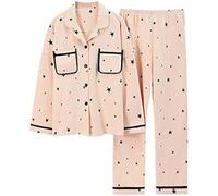 Albornoz Pijamas Mujer Modelos De Primavera Y Otoño De Algodón Puro Manga Larga Primavera Sección Delgada De Servicio A Domicilio Algodón De Dos Piezas Verano,A,XL