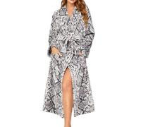 Albornoz Robe Bata Invierno 4Xl Bata Mujer Algodon Batas Casa Franela De Verano Con Capucha Polar Estar Por Baño Microfibra Piscina Caliente Sin Ducha Albornoces Cremallera Botones Talla Grande Negra