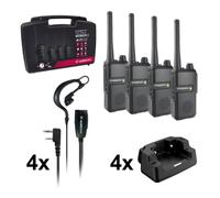 Albrecht Albrecht Tectalk worker 3 Pack 4 radios con cargadores y 4 micro auriculares Maleta con pack 4 Midland Tectalk Worker 3 de uso libre + 4 micro