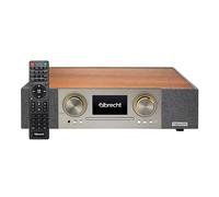 Albrecht DR 1000 - Sistema de sonido todo en uno, barra de sonido 2.1 con subwoofer de 30 W, voz clara, radio por Internet, DAB+, reproductor de CD, streaming de música, HDMI, marrón/gris