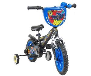 albri 12 Pulgadas, Bicicleta Batman, con estabilizadores Laterales, Botella y Escudo Delantero Personalizado. Made in Italy niño, Negro