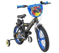 albri 16 Pulgadas, Bicicleta Batman, con estabilizadores Laterales, Botella y Escudo Delantero Personalizado. Made in Italy niño, Negro