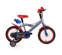 albri Bicicletta Da Pollici Di Bicicleta de 14 Pulgadas Avengers, con estabilizadores Laterales, Botella y Escudo Delantero Personalizado. Producto Fabricado en Italia, Bebés niños, Rojo
