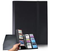 Album Cartas 360 Coleccionables con Correa Elástica, Carpeta Colección Cromos Tarjetas Impermeable, Archivador Cartas Transparente para MTG Magic, Match Atta, Lorcana, Yu Gi Oh, Stumble Guys Negro