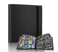 Album Cartas, Álbum de para Cartas coleccionista para 480 Cartas 20 Paginas Transparente e impermeable Para Tarjetas de Tamaño Estándar(Negro)