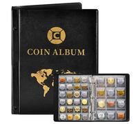Album Coleccion de Monedas,15 Páginas 300 Bolsillos,Libro para Coleccionar Monedas,Coleccionar Monedas Album 25 * 19 cm,Album Monedas Euros Transparente,Coin Album 4.5 x 4.5cm/3.5 x 3.5cm