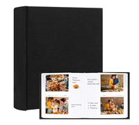 Álbum de 120 fotos con áreas de notas para cámara Fujifilm Instax Wide 300, cubierta de lino, libro de fotos para Polaroid Now+/Now/I type/OneStep+/600, cámara de impresión instantánea POP Lab (Negro)