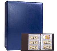 Álbum de 3 Anillas A4 con 30 Paquetes de 180 Bolsillos y Páginas de Recambio, Libro de Recaudación de Euros, Papel Moneda, Divisas y Cupones en Piel de PU