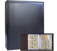 Álbum de 3 Anillas A4 con 30 Paquetes de 180 Bolsillos y Páginas de Recambio, Libro de Recaudación de Euros, Papel Moneda, Divisas y Cupones en Piel de PU Black