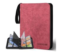 Álbum de 400 bolsillos y 50 fundas extraíbles para carpetas Pokemon, carpeta de colección de tarjetas, carpeta Yugioh, carpeta MTG (rojo, 4)