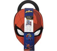 Álbum de Actividades Spider-Man Infantil con Hojas para Colorear, Stickers y Crayones - Album Spiderman Kit Creativo con Maletín en Forma de Máscara de Superhéroe