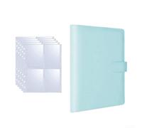 Álbum de almacenamiento de tarjetas de poliuretano para tarjetas de visita, fotos y recuerdos con 25 hojas sueltas de cuatro rejillas para arreglos personalizados (azul)
