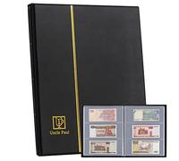 Álbum de Billetes con 60 Bolsillos, con Tapa Dura de Cuero sintético y Estuche Protector para Billetes, dólares, Billetes, Tarjetas coleccionables, Sellos y colección AN01BK